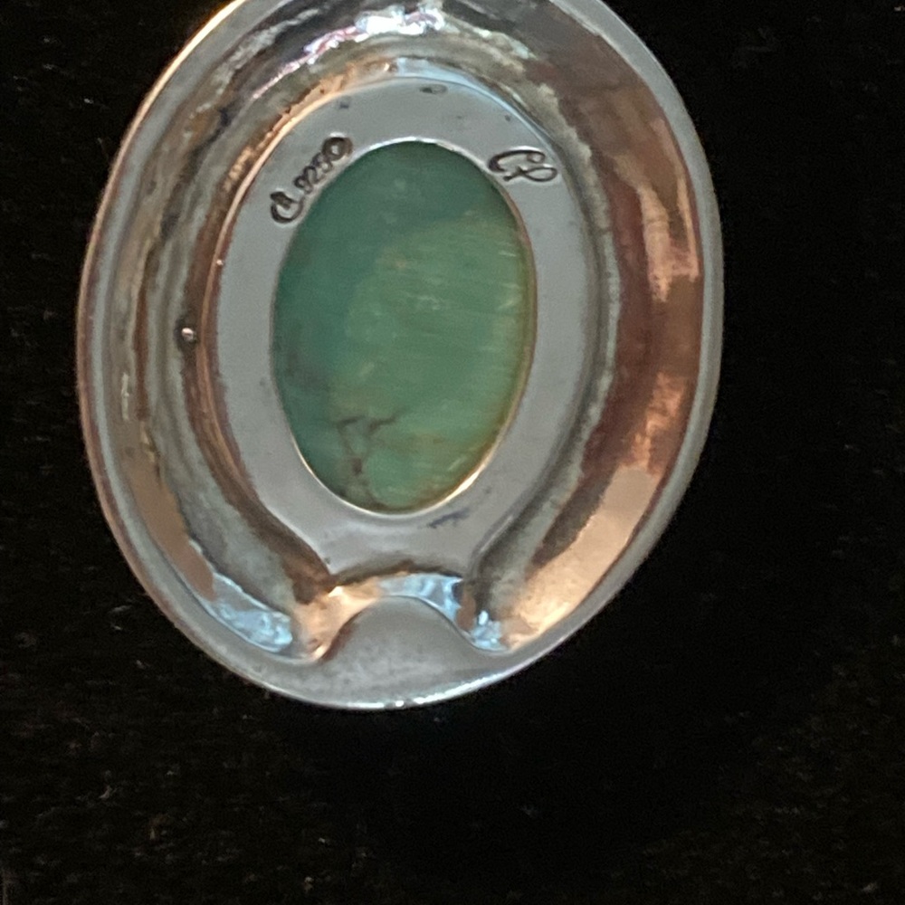 Green Turquoise and sterling silver necklace - Picture 2 of 7